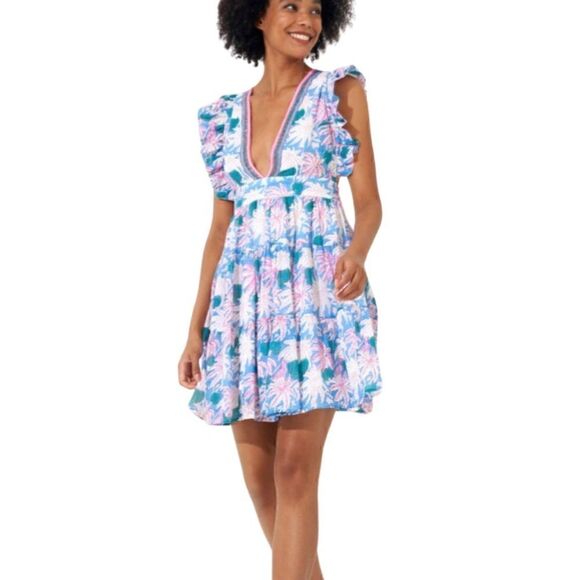 Oliphant Cross Back Mini Dress in Cayman Blue, Size Medium. NWT! - Picture 3 of 16